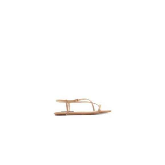 AQUA Shoes - AQUA Womens Beige Strappy Padded Lory Square Toe Buckle Leather Thong Sandals 11